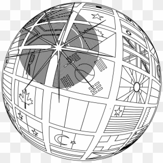 Globe-line Art - Clipart Library - Globe With Flags Black And White, HD Png Download