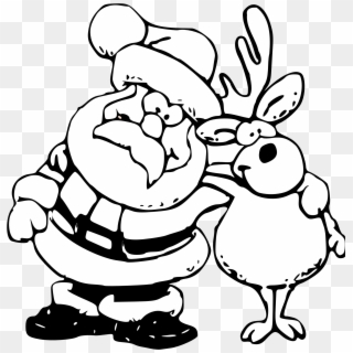Rudolph Santa Claus Reindeer Christmas Clip Art Humping - Santa Clip Art Black And White, HD Png Download