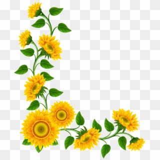 Sunflower Clipart Free Bouquet Of Flower Outline Clip - Sunflower Border Png, Transparent Png