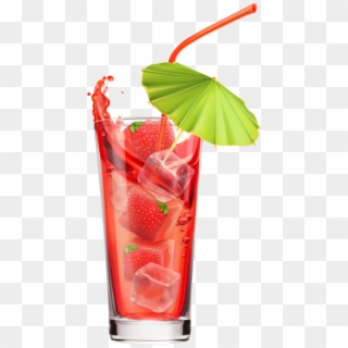 Strawberry Cocktail Png Clipart Image - Strawberry Juice Glass Png, Transparent Png