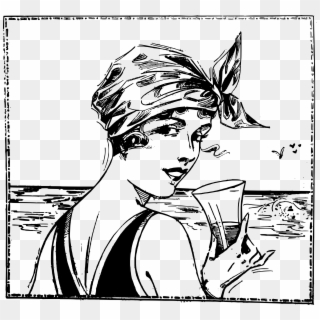 This Free Icons Png Design Of Lady At The Beach Drinks, Transparent Png