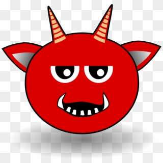 Devil, Smiley, Red, Horns, Ears, Fangs, Vampire - Cartoon Devil Head, HD Png Download