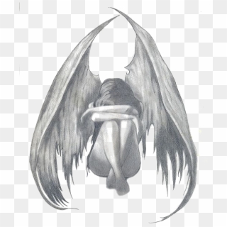 Banner Transparent Angel Pencil Sadness Sketch - Drawings Of Sad Angels, HD Png Download
