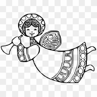 Christmas Coloring Pages Angels 2 With How To Draw - Christmas Angels Clipart Black And White, HD Png Download
