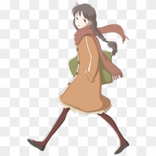 Anime Girl Walking - Anime Girl Walking Drawing, HD Png Download