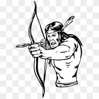 Free Png Download Native American Bow And Arrow Drawing - Native American Indian Bow Hunter Cartoon, Transparent Png