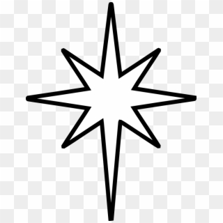 Christmas Star Clip Art Black And White - Star Of Bethlehem Outline, HD Png Download