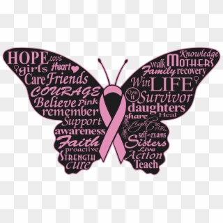 Pink Ribbon T Shirt - Breast Cancer Logo Butterfly, HD Png Download