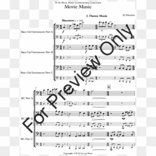 Movie Music For Mixed Trio Bass Clef Instruments Version - She Will Hang The Night With Stars, HD Png Download