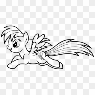 Rainbow Dash Coloring Pages Running - Coloring Outlines My Little Pony, HD Png Download