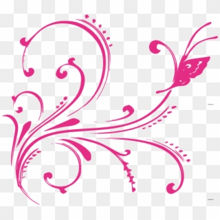 Pink Flower Clipart Swirl - Vector Pink Border Png, Transparent Png