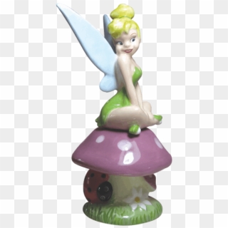 Tinkerbell On A Mushroom Salt And Pepper Shakers - Figurine, HD Png Download