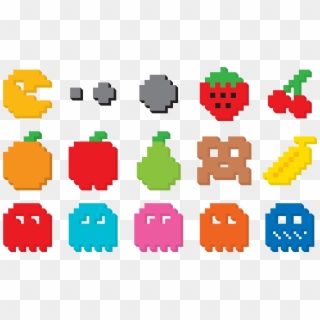 Graphic Pac Man Video Game Arcade Space Invaders - Pacman Fruit Png, Transparent Png