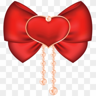 Red Bow With Heart Png Clipart Picture - Red Heart Balloons Png, Transparent Png