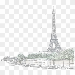 Drawn Eiffel Tower Landmark - Paris Sketch Png, Transparent Png