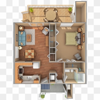 3d Floor Plan - Cottage 3d Floor Plan, HD Png Download