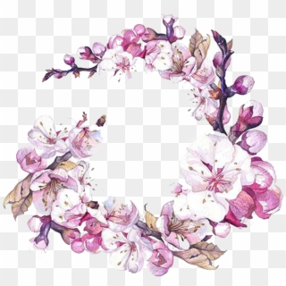 Christmas Wreath Png Download - Cherry Blossom Wreath Watercolor, Transparent Png