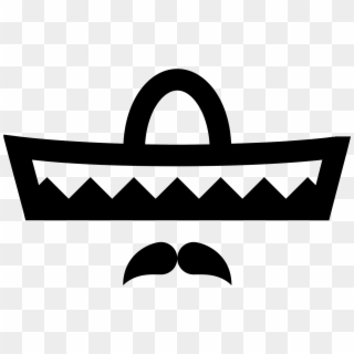 Mustache Clipart Sombrero - Black And White Sombrero Icon Png, Transparent Png