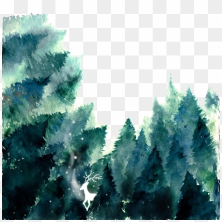Forest - Watercolor Forest Trees Png, Transparent Png