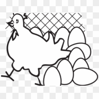 Drawn Chick Egg Png - Black And White Chickens With Eggs, Transparent Png