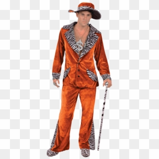 Adult Orange Pimp Costume & Hat - Orange Pimp Suit, HD Png Download