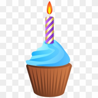 Birthday Muffin With Candle Transparent Png Clip Art - Birthday Muffin Candle Png, Png Download