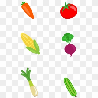 Flat Vegetable Colored Hand Drawn Png And Psd - Illustration, Transparent Png