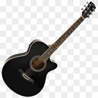 Black Acoustic Electric Guitar - Black Cutaway Acoustic Guitar, HD Png Download