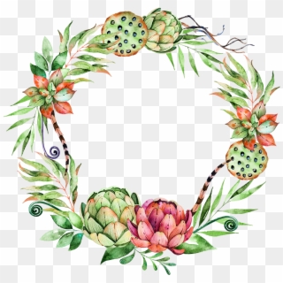 Svg Library Stock Flower Plant Wreath Illustration - Watercolor Succulents Wreath Png Transparent, Png Download