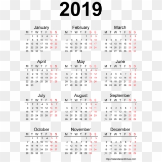 2019 Calendar Png Image File - 2019 Calendar With Week Numbers, Transparent Png