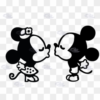 Free Mickey And Minnie Mouse Silhouette Clip Art - Mickey Mouse Kissing, HD Png Download