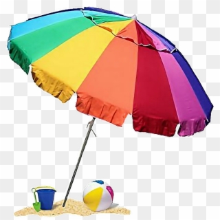 Beach Umbrella Umbrella Colourfull Rainbow Beachday - Umbrella At The Beach, HD Png Download