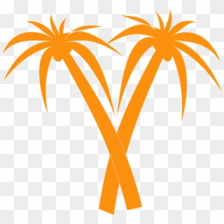 Palm Trees Orange Tropical Palm Silhouette Crossed - V Shaped Palm Tree, HD Png Download