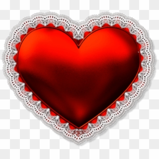 Free Png Bright Red Heart With Lace Png Images Transparent - Heart, Png Download
