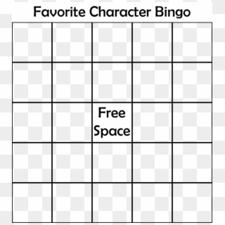 Favorite Character Bingo Free Space - Favourite Character Bingo Template, HD Png Download
