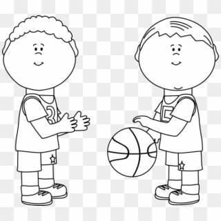 Black And White Boys Playing Basketball Clip Art Boys Png Black And White Transparent Png 600x528 Pngfind