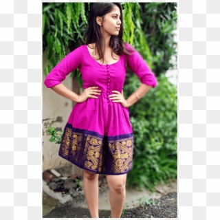 Block Printed T-shirt Saree Dress – Aapro