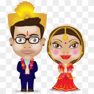 Character Design Modern Hindu Wedding Card On - Cartoon, HD Png Download