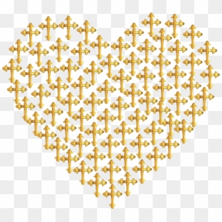 This Free Icons Png Design Of Love Heart Crosses Gold, Transparent Png