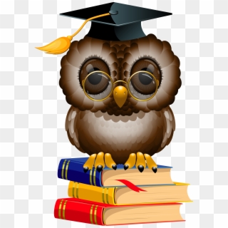 Graphic Transparent Owl With School Books And Cap Png - Buhos De Graduacion Png, Png Download