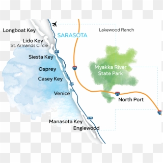 Sarsota Beaches Map - Atlas, HD Png Download