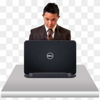 Person With Ds Using Computer - Person On Computer Transparent, HD Png Download