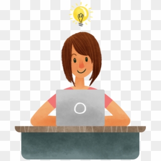 Thinking-girl - Cartoon, HD Png Download