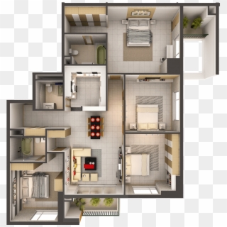 3d Model Detailed House Interior 2 3d Model - 3d Model Interior Apartment, HD Png Download