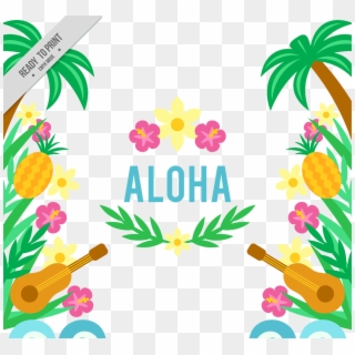 Ukulele Aloha And Floral - Hawaiian Background Png, Transparent Png