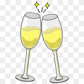 2 Champagne Glasses Toasting Cartoon, HD Png Download