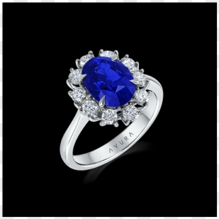 Blue Sapphire Ring Set With White Diamonds, 18kt White - Pre-engagement Ring, HD Png Download