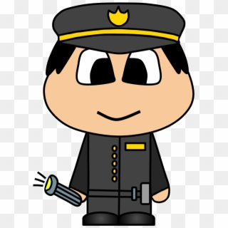 Policeman, Shield, Flashlight, Big Eyes, Cartoon Person - Cartoon, HD Png Download