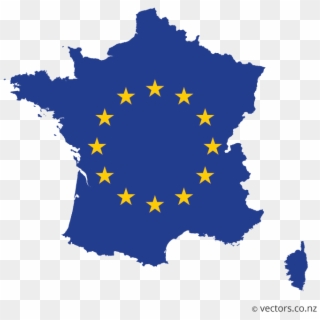 Eu Flag Vector Map Of France - France Capital City Map, HD Png Download