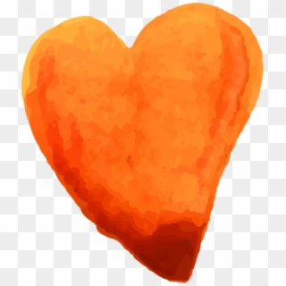 Beautiful Watercolor Heart Stickers - Orange Watercolour Hearts Clipart, HD Png Download